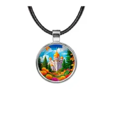 Кулон, цвет серебро, со шнурком, Храм и цветы C1162027