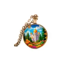 Кулон, цвет бронза, с цепочкой, Храм и цветы C1162028