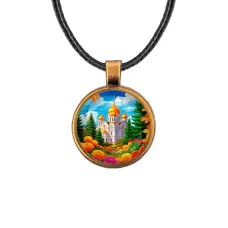 Кулон, цвет бронза, со шнурком, Храм и цветы C1162029