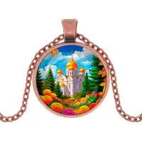 Кулон, цвет медь, с цепочкой, Храм и цветы C1162030