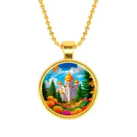 Кулон, цвет золото, с цепочкой, Храм и цветы C1162032