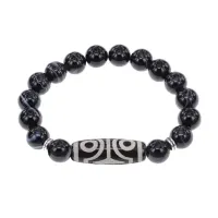 С 4-глазой бусиной Дзи и нат.камнем Черный агат BSDS-02-23