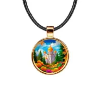 Кулон, цвет золото, со шнурком, Храм и цветы C1162033