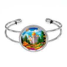 Браслет металлический, цвет серебро, Храм и цветы C1162034