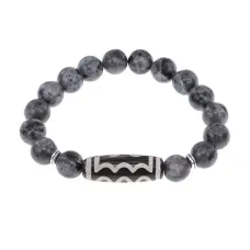 Браслет с 5-глазой бусиной Дзи и нат.камнем Лабрадор BSDS-03-08