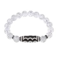 Браслет с 5-глазой бусиной Дзи и синт. камнем Сахарный кварц BSDS-03-16