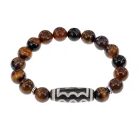 Браслет с 5-глазой бусиной Дзи и нат.камнем Тигровый глаз BSDS-03-19