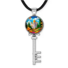 Кулон ключ, цвет серебро, со шнурком, Храм и цветы C1162043