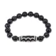 Браслет с 5-глазой бусиной Дзи и нат.камнем Черный агат BSDS-03-23