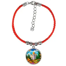 Браслет из красного шнура, Храм и цветы C1162047