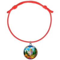 Браслет из красного шнура, Храм и цветы C1162052