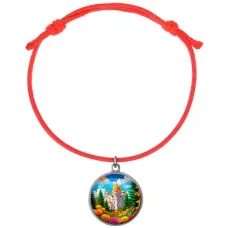 Браслет из красного шнура, Храм и цветы C1162052