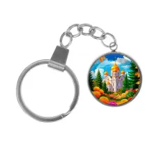 Брелок, нержавеющая сталь, с кольцом для ключей, Храм и цветы C1162061