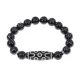 Браслет с 7-глазой бусиной Дзи и нат.камнем Черный агат BSDS-04-23