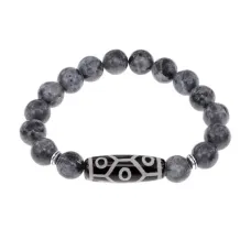 Браслет с 9-глазой бусиной Дзи и нат.камнем Лабрадор BSDS-05-08