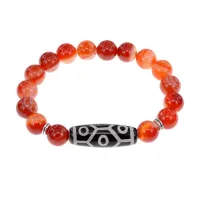 Браслет с 9-глазой бусиной Дзи и нат.камнем Сердолик BSDS-05-17