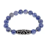Браслет с 9-глазой бусиной Дзи и нат.камнем Содалит BSDS-05-18