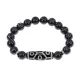 Браслет с 9-глазой бусиной Дзи и нат.камнем Черный агат BSDS-05-23