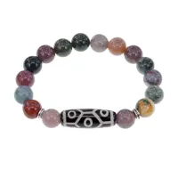 Браслет с 9-глазой бусиной Дзи и нат.камнем Яшма BSDS-05-25