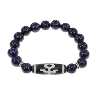 Браслет с бусиной Дзи Аристократ и синт.камнем Синий авантюрин BSDS-06-02