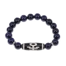 Браслет с бусиной Дзи Аристократ и синт.камнем Синий авантюрин BSDS-06-02
