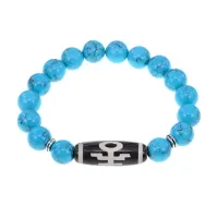 Браслет с бусиной Дзи Аристократ и синт.камнем Бирюза BSDS-06-05