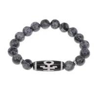 Браслет с бусиной Дзи Аристократ и нат.камнем Лабрадор BSDS-06-08