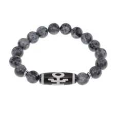 Браслет с бусиной Дзи Аристократ и нат.камнем Лабрадор BSDS-06-08