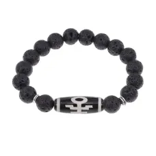 Браслет с бусиной Дзи Аристократ и нат.камнем Лава BSDS-06-09