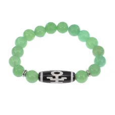 Браслет с бусиной Дзи Аристократ и нат.камнем Нефрит BSDS-06-13