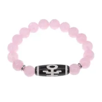 Браслет с бусиной Дзи Аристократ и нат.камнем Розовый кварц BSDS-06-15
