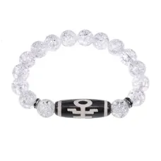 Браслет с бусиной Дзи Аристократ и синт. камнем Сахарный кварц BSDS-06-16