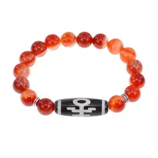 Браслет с бусиной Дзи Аристократ и нат.камнем Сердолик BSDS-06-17
