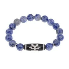 Браслет с бусиной Дзи Аристократ и нат.камнем Содалит BSDS-06-18
