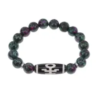 Браслет с бусиной Дзи Аристократ и синт.камнем Цоизит BSDS-06-22