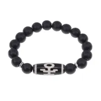 Браслет с бусиной Дзи Аристократ и синт. камнем Шунгит BSDS-06-24
