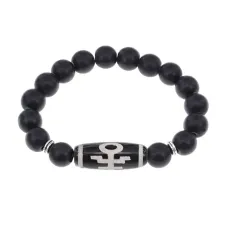 Браслет с бусиной Дзи Аристократ и синт. камнем Шунгит BSDS-06-24