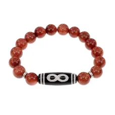 Браслет с бусиной Дзи Бесконечность и синт.камнем Коричневый авантюрин BSDS-07-01