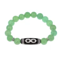 Браслет с бусиной Дзи Бесконечность и нат.камнем Нефрит BSDS-07-13