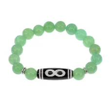 Браслет с бусиной Дзи Бесконечность и нат.камнем Нефрит BSDS-07-13