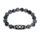 Браслет с бусиной Дзи Бесконечность и нат.камнем Снежный обсидиан BSDS-07-14