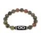 Браслет с бусиной Дзи Бесконечность и нат.камнем Унакит BSDS-07-20