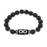 Браслет с бусиной Дзи Бесконечность и синтетическим камнем Шунгит BSDS-07-24