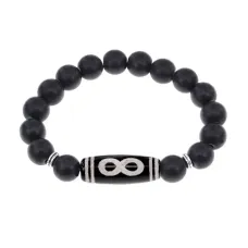 Браслет с бусиной Дзи Бесконечность и синтетическим камнем Шунгит BSDS-07-24