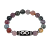 Браслет с бусиной Дзи Бесконечность и нат. камнем Яшма BSDS-07-25