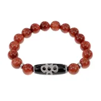 Браслет с бусиной Дзи Гаруда и синт.камнем Коричневый авантюрин BSDS-08-01