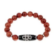 Браслет с бусиной Дзи Гаруда и синт.камнем Коричневый авантюрин BSDS-08-01