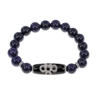 Браслет с бусиной Дзи Гаруда и синт.камнем Синий авантюрин BSDS-08-02