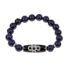 Браслет с бусиной Дзи Гаруда и синт.камнем Синий авантюрин BSDS-08-02