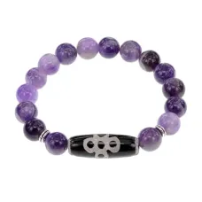 Браслет с бусиной Дзи Гаруда и нат.камнем Аметист BSDS-08-03